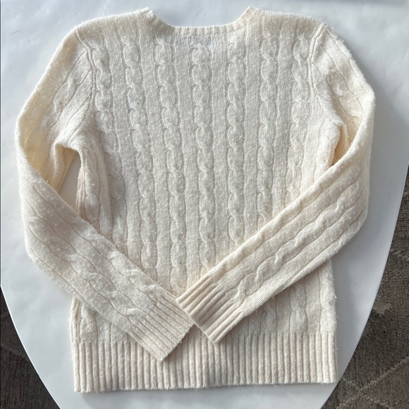 POLO Ralph Lauren Cable Knit Wool Cashmere Cream Crewneck Sweater XS $248 - Picture 7 of 9